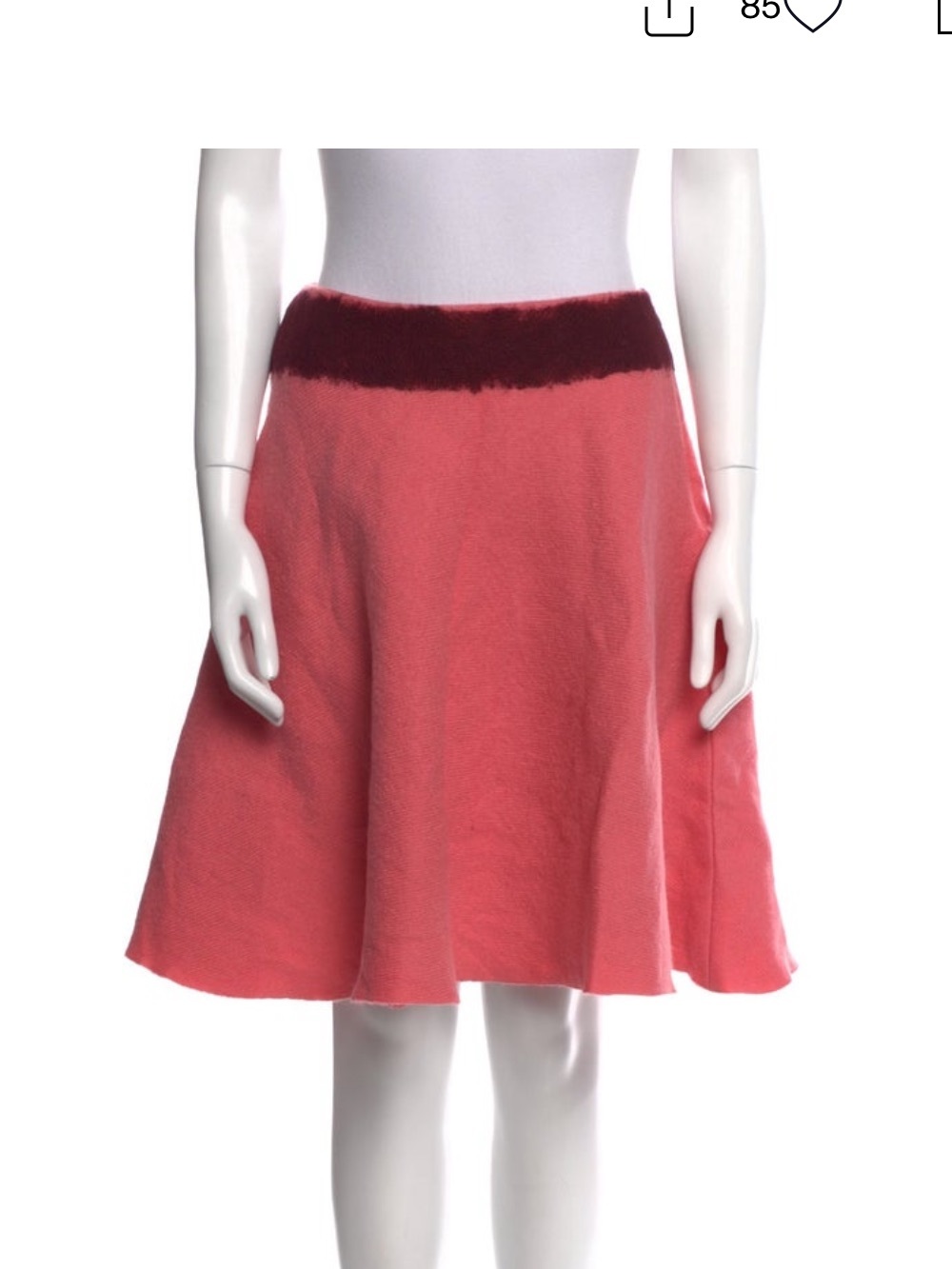Prada Coral Pink A-Line Skirt with Deep Berry Waistband